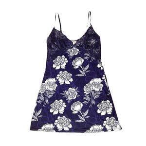 Floral Hawaiian Dark Blue Slip Dress
